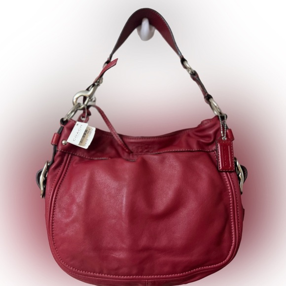 Coach Cherry Red Leather Shoulder Bag #F12071 - Picture 1 of 14